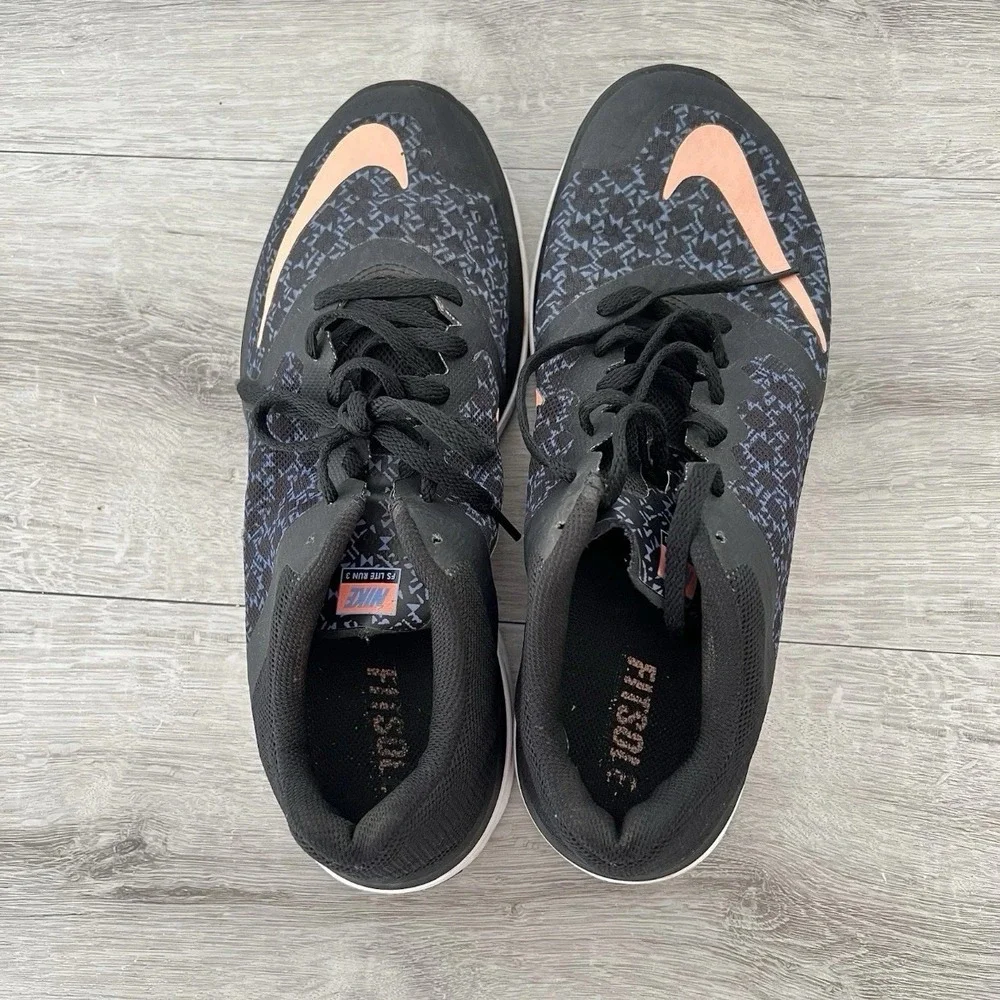 Nike FS Lite Run 3 Black Pink Running Shoes Womens Size 9 819167-005